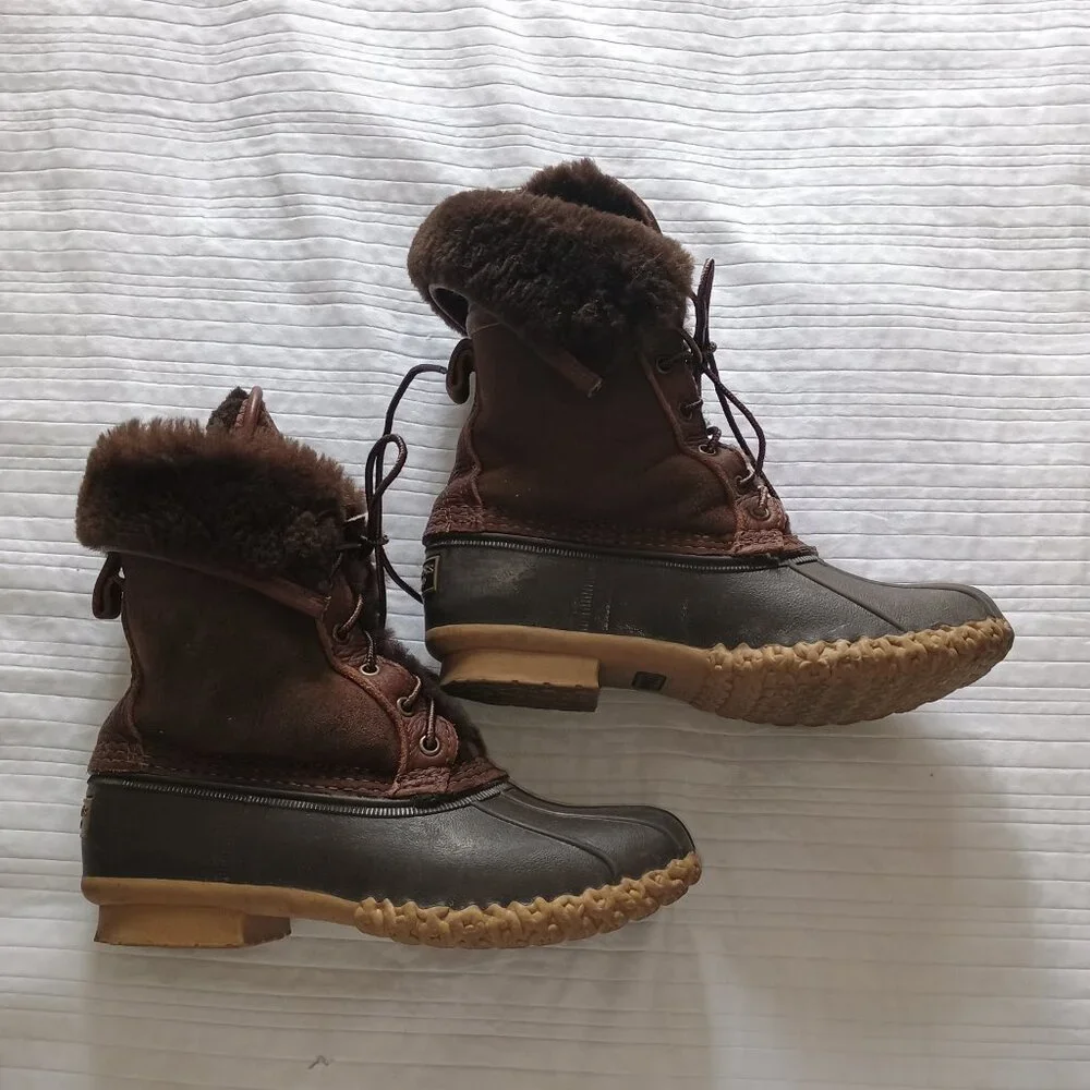 LL BEAN Signature Wicked Good Shearling Duck Boots Women's 7